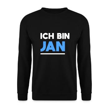 Jan Name Spruch für stolze Jans - Unisex Pullover - Schwarz - Vorne - Alina (178cm) & Michal (187cm)