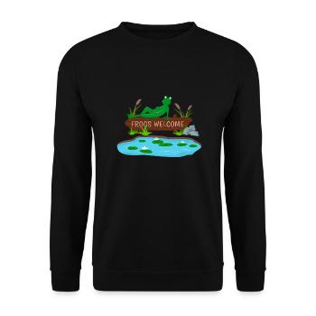Frog in the pond design for frog fans and - Unisex Sweatshirt - black - Front - Alina (178cm) & Michal (187cm)