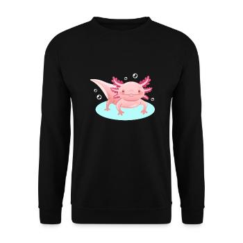 Happy Axolotl Design für Axolotl-Liebhaber - Unisex Pullover - Schwarz - Vorne - Alina (178cm) & Michal (187cm)