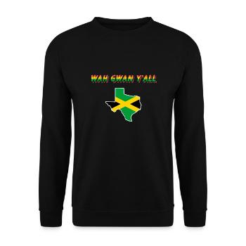 Jamaikanisch-texanisches Design für Einwanderer - Unisex Pullover - Schwarz - Vorne - Alina (178cm) & Michal (187cm)