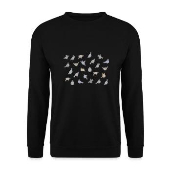 Niedliches Taubenmuster-Design für Taubenliebhaber - Unisex Pullover - Schwarz - Vorne - Alina (178cm) & Michal (187cm)