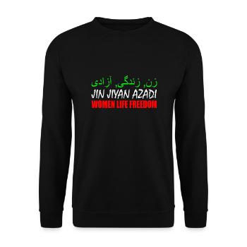 Women life freedom jin jiyan azadi - Sweat-shirt Unisexe - noir - Devant - Alina (178cm) & Michal (187cm)