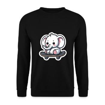 Cute baby elephant with skateboard Elephant mom - Unisex Sweatshirt - black - Front - Alina (178cm) & Michal (187cm)