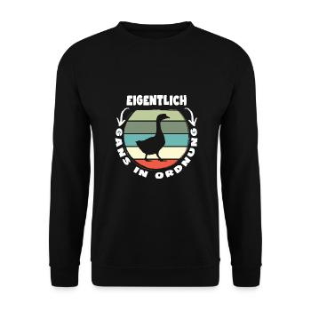 gänse gänsehaltung gänsefreund gans in ordnung - Unisex Pullover - Schwarz - Vorne - Alina (178cm) & Michal (187cm)