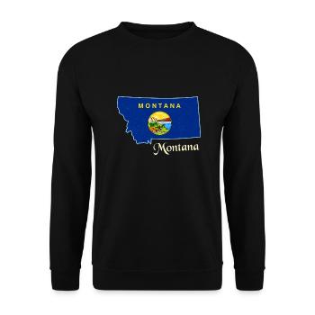 Montana Flagge Karte Design für stolze Montaner - Unisex Pullover - Schwarz - Vorne - Alina (178cm) & Michal (187cm)