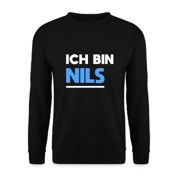 Nils Name Spruch für stolze Nils - Unisex Pullover - Schwarz - Vorne - Alina (178cm) & Michal (187cm)
