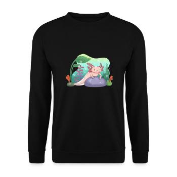 Leben des Axolotl Design für Axolotl-Liebhaber - Unisex Pullover - Schwarz - Vorne - Alina (178cm) & Michal (187cm)