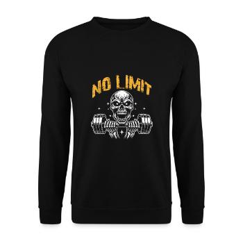 No Limit Hard Workout Skull with Dumbbell - Unisex Sweatshirt - black - Front - Alina (178cm) & Michal (187cm)
