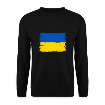 Ukraine Flagge für stolze Deutsch-Ukrainer - Unisex Pullover - Schwarz - Vorne - Alina (178cm) & Michal (187cm)