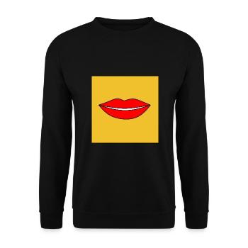 Pop-Art Lippen Lippenstift Poster bunt Geschenk - Unisex Pullover - Schwarz - Vorne - Alina (178cm) & Michal (187cm)