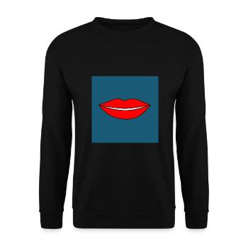 Pop-Art Lippen Lippenstift Poster bunt Geschenk - Unisex Pullover - Schwarz - Vorne - Alina (178cm) & Michal (187cm)