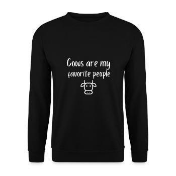 Cows are my favorite people - Unisex Pullover - Schwarz - Vorne - Alina (178cm) & Michal (187cm)