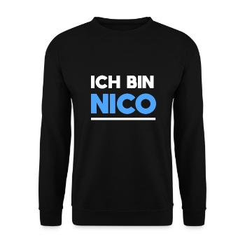 Nico Name Spruch für stolze Nicos - Unisex Pullover - Schwarz - Vorne - Alina (178cm) & Michal (187cm)