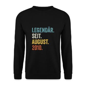12 Jahre Legendär Seit August 2010 12. Geburtstag - Unisex Pullover - Schwarz - Vorne - Alina (178cm) & Michal (187cm)