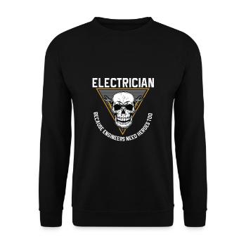 Lustige Elektriker Sprüche I Eliktriker - Unisex Pullover - Schwarz - Vorne - Alina (178cm) & Michal (187cm)