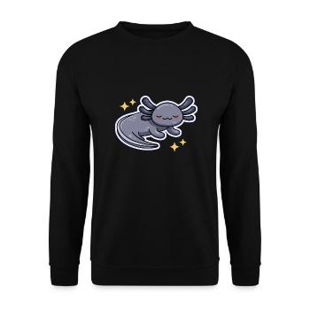 Schwarzer Melanoid Axolotl Design für Axolotl Fans - Unisex Pullover - Schwarz - Vorne - Alina (178cm) & Michal (187cm)