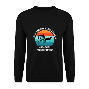 Coachman Carriage Horse-drawn carriage Coffee - Unisex Sweatshirt - black - Front - Alina (178cm) & Michal (187cm)