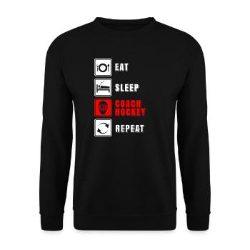 Entraîneur de t-shirt "Répéter le hockey" - Sweat-shirt Unisexe - noir - Devant - Alina (178cm) & Michal (187cm)