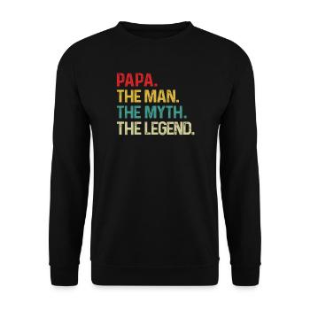 Papa der Mann der Mythos die Legende - Unisex Pullover - Schwarz - Vorne - Alina (178cm) & Michal (187cm)