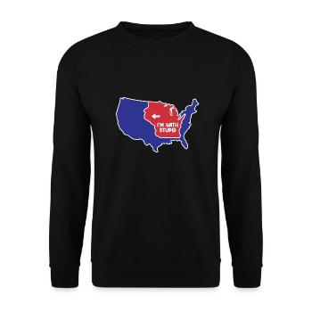 Wisconsin Design für patriotische Wisconsinites - Unisex Pullover - Schwarz - Vorne - Alina (178cm) & Michal (187cm)