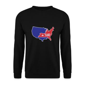 New York State Design für patriotische New Yorker - Unisex Pullover - Schwarz - Vorne - Alina (178cm) & Michal (187cm)