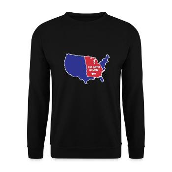 Georgia US Design für patriotische Georgier - Unisex Pullover - Schwarz - Vorne - Alina (178cm) & Michal (187cm)