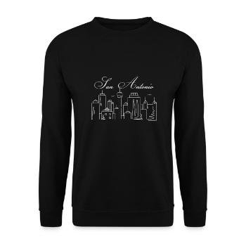 San Antonio skyline drawing design for proud - Unisex Sweatshirt - black - Front - Alina (178cm) & Michal (187cm)
