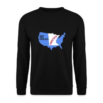 Not Minnesota Kartendesign für stolze Minnesotaner - Unisex Pullover - Schwarz - Vorne - Alina (178cm) & Michal (187cm)