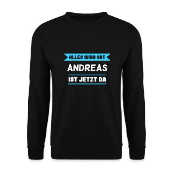 Andreas Name Design für stolze Andreas - Unisex Pullover - Schwarz - Vorne - Alina (178cm) & Michal (187cm)