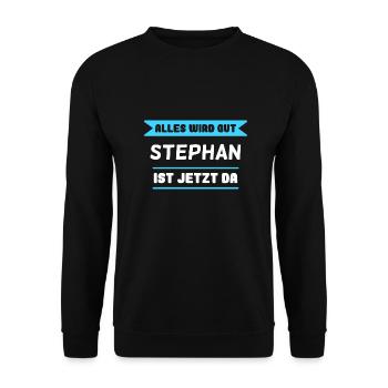 Stephan Name Design für stolze Stephans - Unisex Pullover - Schwarz - Vorne - Alina (178cm) & Michal (187cm)