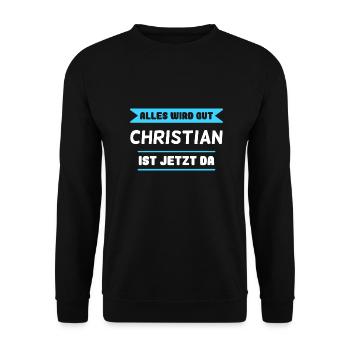 Christian Name Design für stolze Christians - Unisex Pullover - Schwarz - Vorne - Alina (178cm) & Michal (187cm)