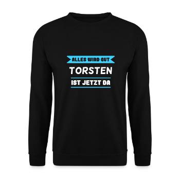 Torsten Name Design für stolze Torstens - Unisex Pullover - Schwarz - Vorne - Alina (178cm) & Michal (187cm)