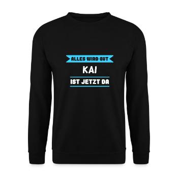 Kai Name Design für stolze Kais - Unisex Pullover - Schwarz - Vorne - Alina (178cm) & Michal (187cm)