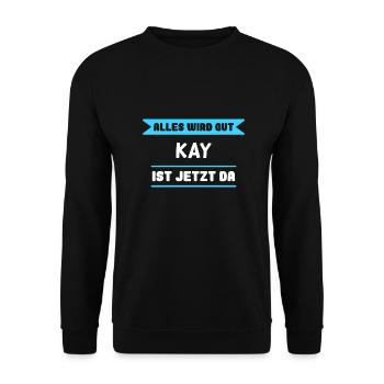 Kay Name Design für stolze Kays - Unisex Pullover - Schwarz - Vorne - Alina (178cm) & Michal (187cm)