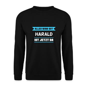 Harald Name Design für stolze Haralds - Unisex Pullover - Schwarz - Vorne - Alina (178cm) & Michal (187cm)