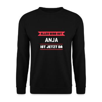 Anja Name Design für stolze Anjas - Unisex Pullover - Schwarz - Vorne - Alina (178cm) & Michal (187cm)