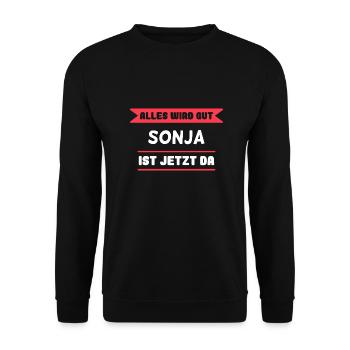 Sonja Name Design für stolze Sonjas - Unisex Pullover - Schwarz - Vorne - Alina (178cm) & Michal (187cm)