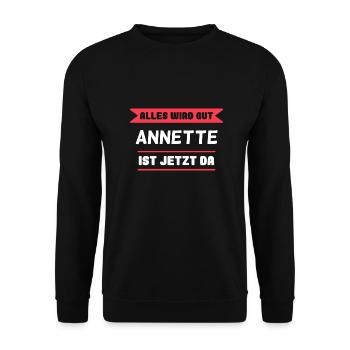 Annette Name Design für stolze Annettes - Unisex Pullover - Schwarz - Vorne - Alina (178cm) & Michal (187cm)