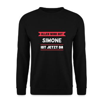 Simone Name Design für stolze Simones - Unisex Pullover - Schwarz - Vorne - Alina (178cm) & Michal (187cm)