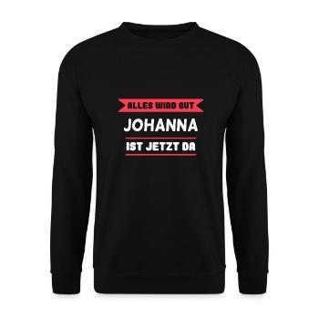 Johanna Name Design für stolze Johannas - Unisex Pullover - Schwarz - Vorne - Alina (178cm) & Michal (187cm)