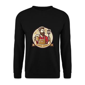 Bärtiger Grill Master Badge Design - Unisex Pullover - Schwarz - Vorne - Alina (178cm) & Michal (187cm)