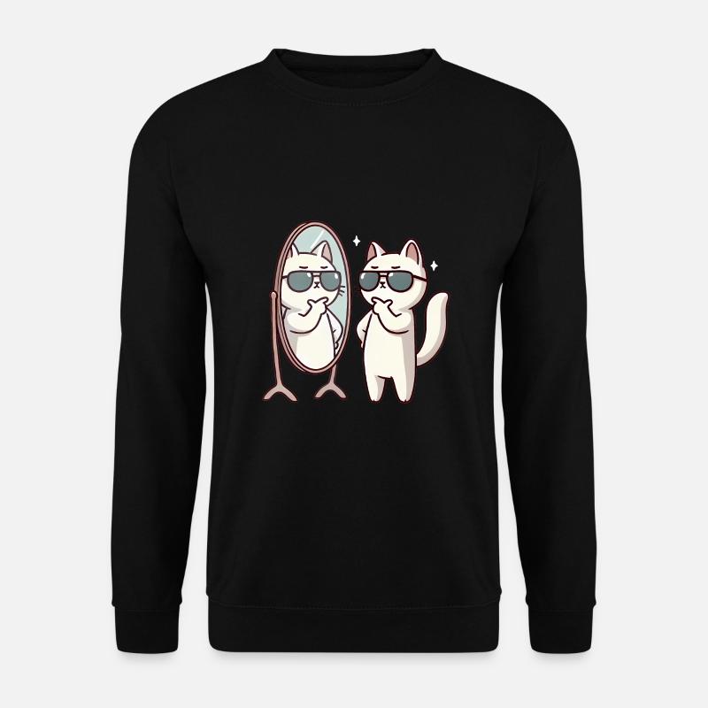 Confident Cat with Sunglasses Design - Unisex Sweatshirt - black
