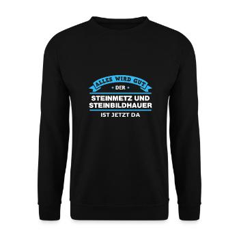 Steinmetz Steinbildhauer Design für Handwerker - Unisex Pullover - Schwarz - Vorne - Alina (178cm) & Michal (187cm)
