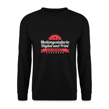 Mediengestalterin Digital Print Design für Profis - Unisex Pullover - Schwarz - Vorne - Alina (178cm) & Michal (187cm)