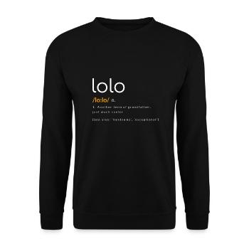 Lolo Grandpa Design für stolze Pinoys - Unisex Pullover - Schwarz - Vorne - Alina (178cm) & Michal (187cm)