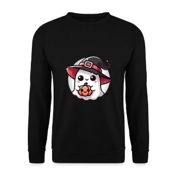 Fantôme d’Halloween mignon avec chapeau de sorcière - Sweat-shirt Unisexe - noir - Devant - Alina (178cm) & Michal (187cm)
