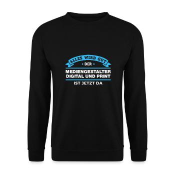 Mediengestalter Digital Print Design für Profis - Unisex Pullover - Schwarz - Vorne - Alina (178cm) & Michal (187cm)