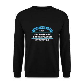 Technischer Systemplaner Design für stolze Profis - Unisex Pullover - Schwarz - Vorne - Alina (178cm) & Michal (187cm)