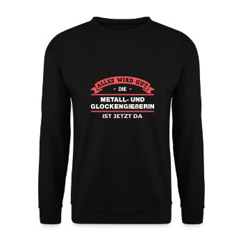 Metall- und Glockengießerin Design für Handwerker - Unisex Pullover - Schwarz - Vorne - Alina (178cm) & Michal (187cm)