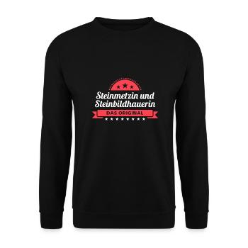 Steinmetzin Steinbildhauerin Design für Handwerker - Unisex Pullover - Schwarz - Vorne - Alina (178cm) & Michal (187cm)